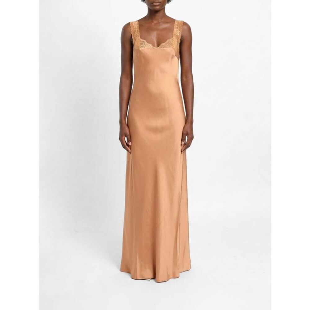Forte Forte Women Long Satin Slip Dress Forte Forte With Lace Inserts